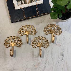 Gold Peacock Wall Hooks